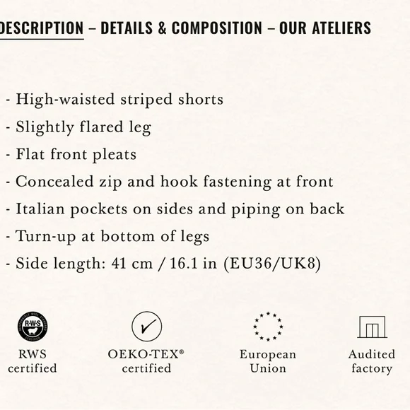 Sezane Navy Striped High Waist Shorts - Picture 5 of 5